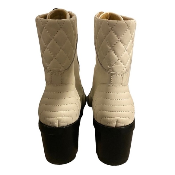 Marc Fisher Leather Combat Boots In Ivory Wyomi Style - Picture 10 of 11